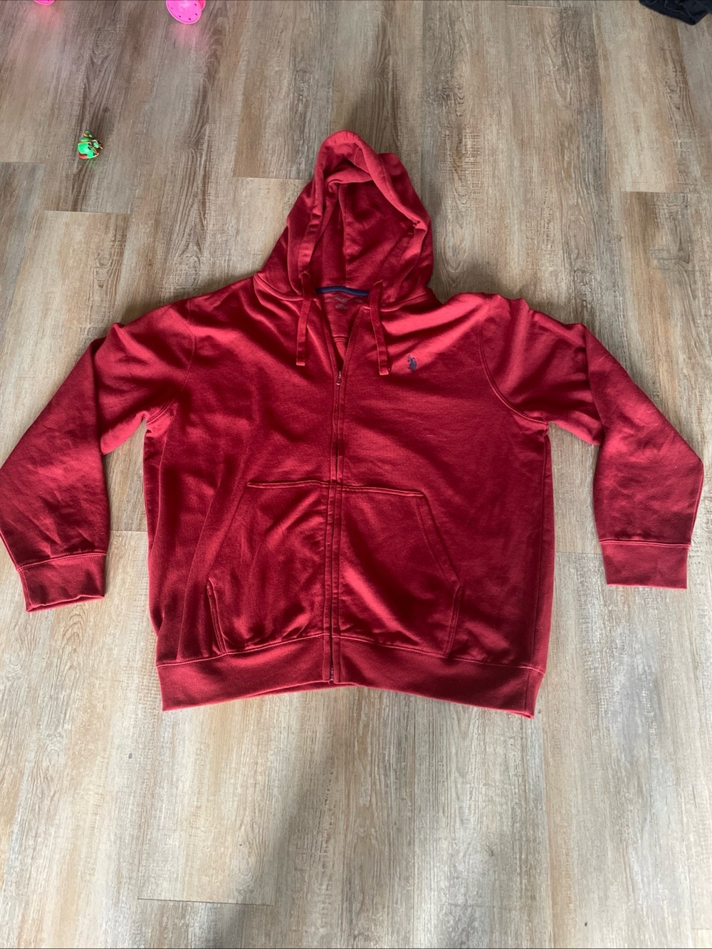 Ralph Lauren US Polo Assn Sweatshirt Mens 2XL RED Hoodie Full Zip NEW
